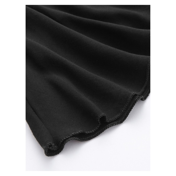 Black Lace Up Long Sleeve Embroidered Shift Dress - Picture 6 of 6